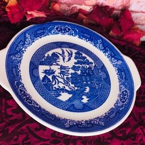 Vintage 1940s Royal China Blue Willow Ware ceramic 10” Cake Plate